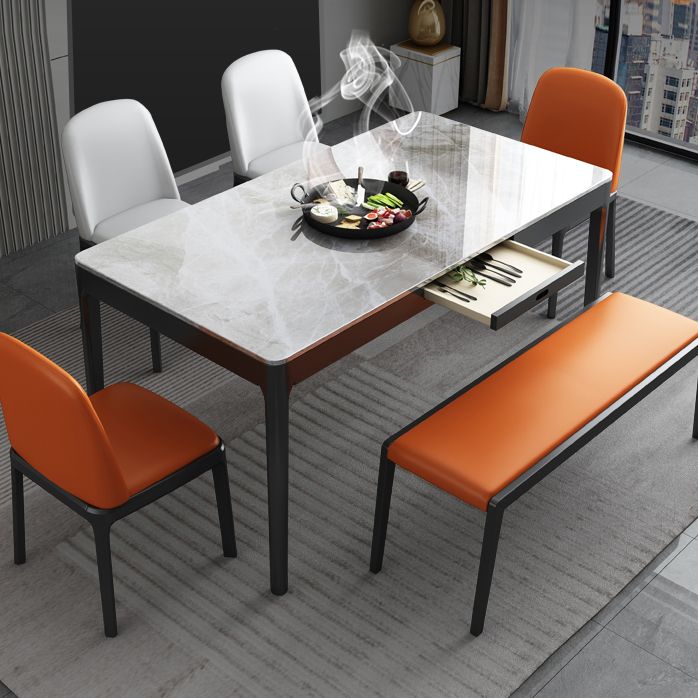 Rechteck dreifarbige Esstisch Sinterstein Tisch Vintage mit Schublade