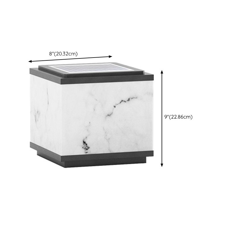 Metal Geometric Shape Outdoor Light Modern 1 Light Solar Pillar Lamp in Black