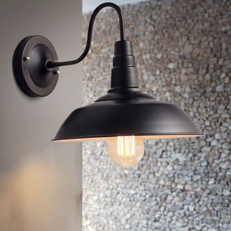 Lumière murale de grange noire dans le style industriel vintage en fer forgé lampe murale simple pour le couloir