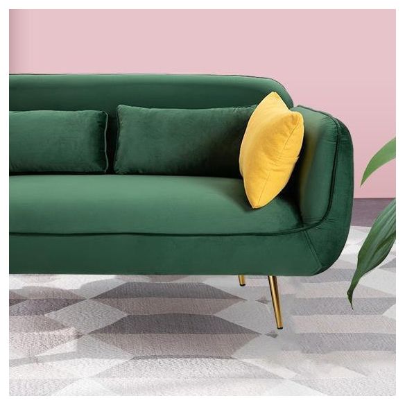 30.70" Wide Velvet Square Arm Sofa with Tight Back for Living Room