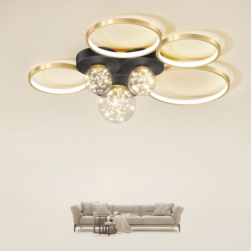 New Modern LED Metal Flush Light Black Flush Mount Ceiling Light for Living Room