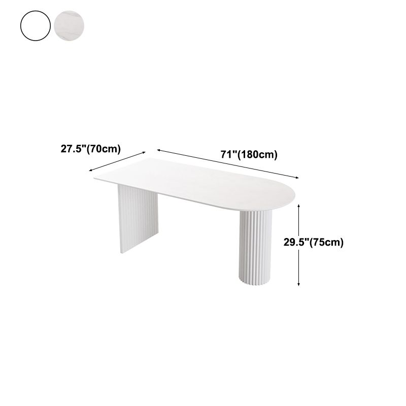 Irregular Shape White Table for Restaurant Modern Island Table with Double Pedestal