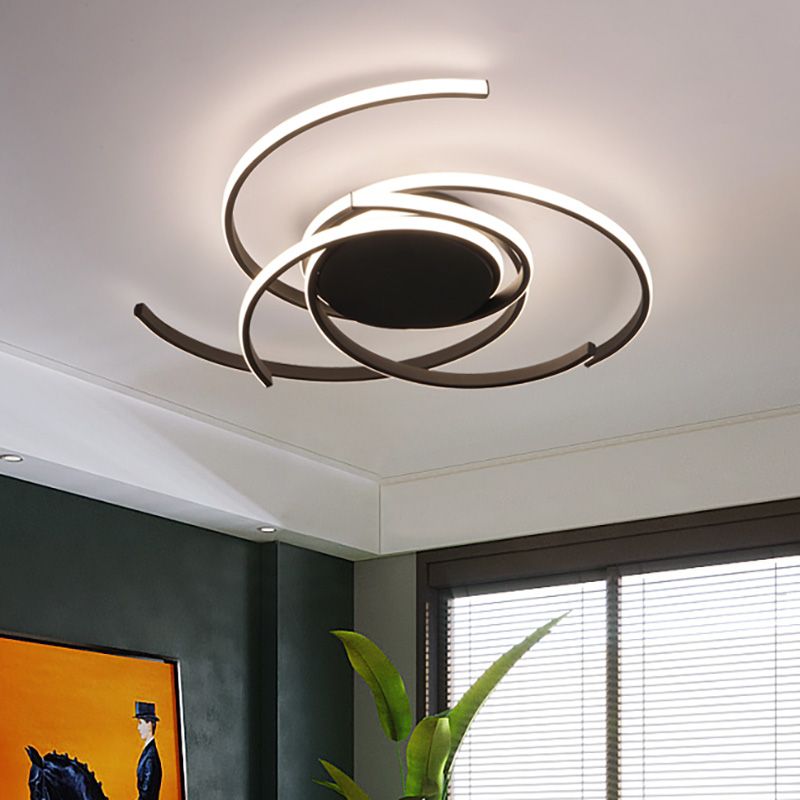 22"/29.5" Wide Twisted Flush Mount Light Contemporary Acrylic Led White/Black Flush Mount Ceiling Lamp in White/Warm Light