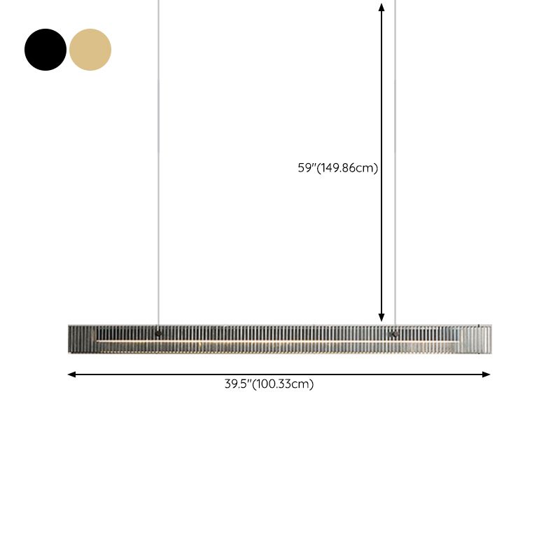 1 Light Glass Linear Hanging Lamp Kit Modern Hanging Island Lights