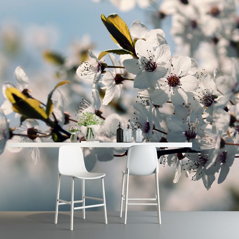 Flower Wall Mural for Sleeping Room Gust Room Water Resistant, Custom Size Available