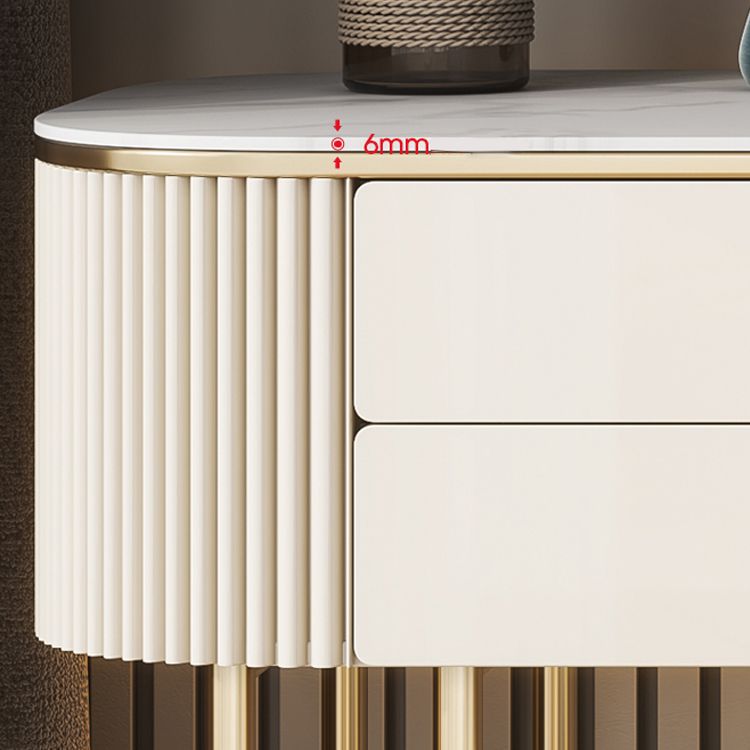 Stone Top Makeup Vanity Metal and Engineered Wood Dressing Table