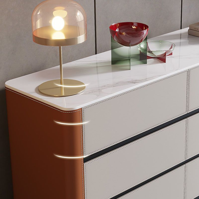 Contemporary Side Board Stone Storage Sideboard Buffet with Drawers for Dining Room