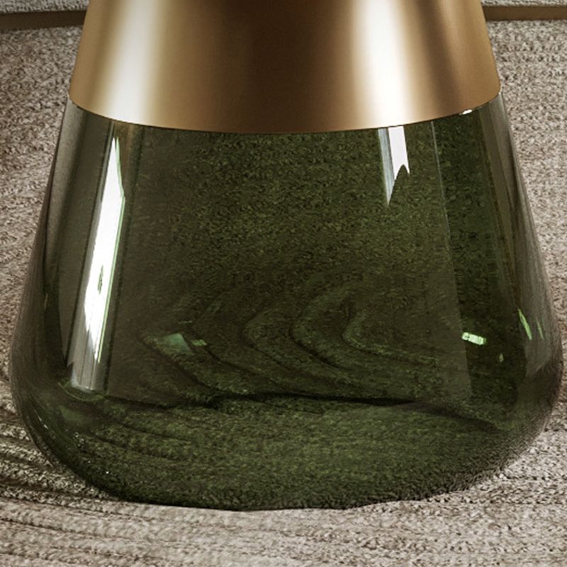 Round Metal Tray Top Coffee Table Glass Pedestal Cocktail Table