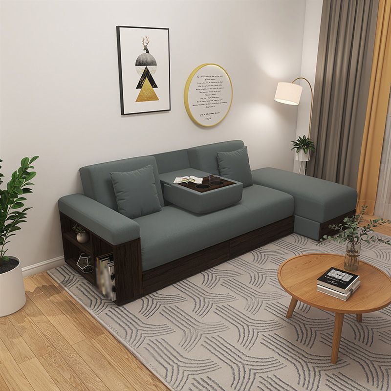 Contemporary Fabric Convertible Sofa Bed 29.53"High Pillow Top Arm Sofa Bed with Storage