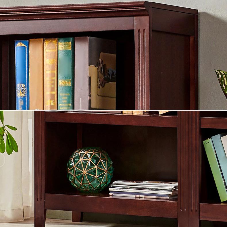 Contemporary Style Bookshelf Solid Wood Closed Back Bookcase for Office and Home