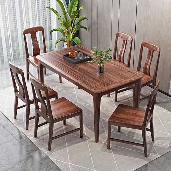 Traditional Style Solid Wood Rectangle Dining Room Set Standard Height Home Dining Table Furniture