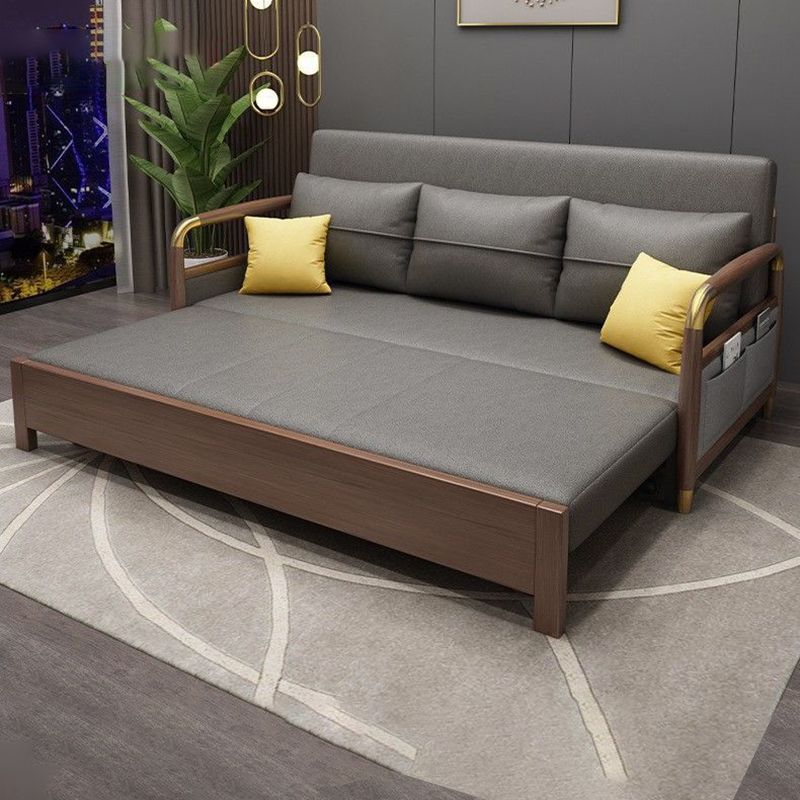 23.6"H Faux Leather Square Arm Convertible Sleeper Sofa for Living Room