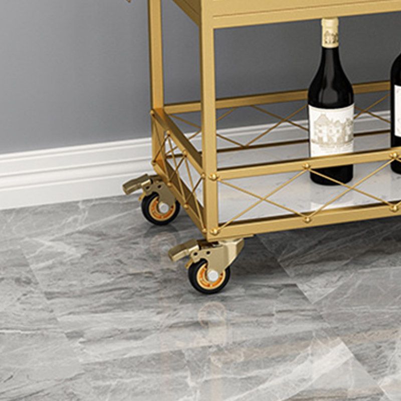 Marble Home Dining Kitchen Trolley Rectangular Prep Table with Towel Rack
