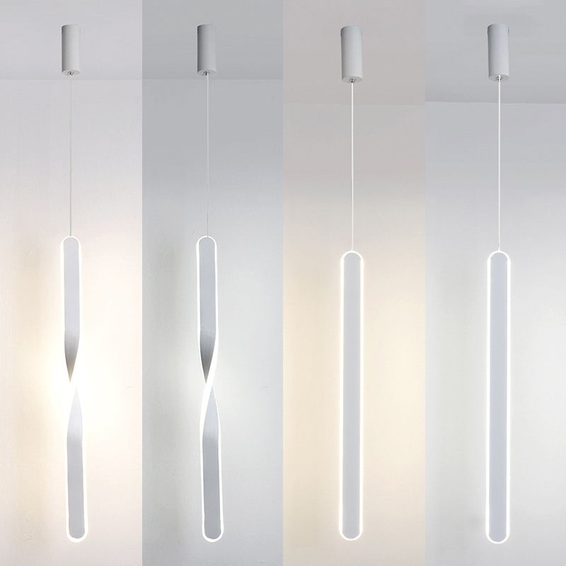 Contemporary Style Long Strip LED Hanging Light 23.6" H Acrylic + Metal Simplicity Pendant Lamp for Bedroom