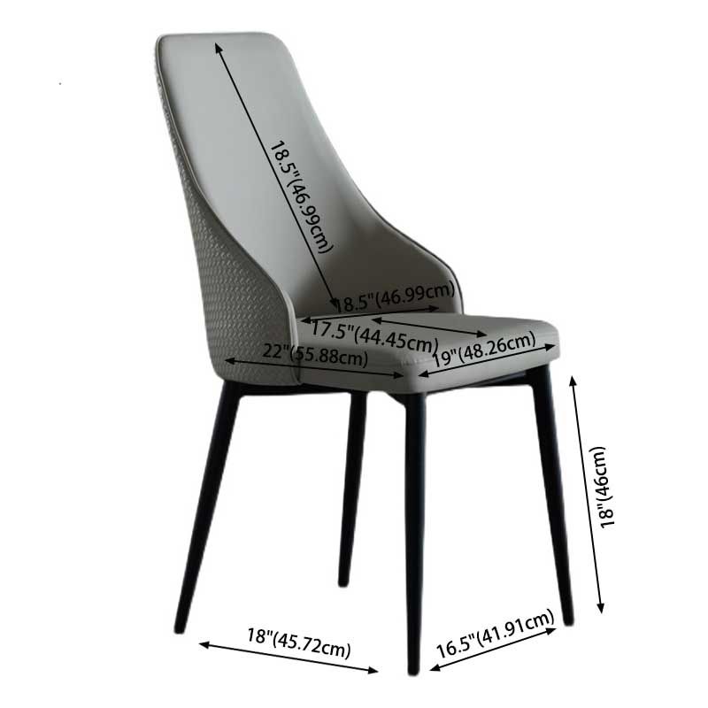 Industrial Dining Chair with 4 Black Metal Legs Solid Back Chair for Home Use