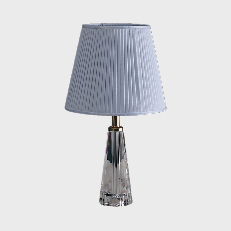 1 Ligera de iluminación de escritorio cónico ligero Minimalismo Lámpara de parada de noche transparente en gris/rosa/azul con sombra plisada