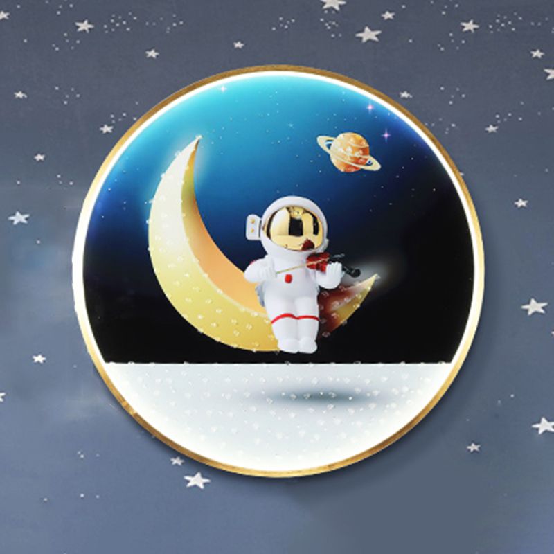 Estilo moderno de forma de círculo muro metal 1 iluminación de apliques de luz para dormitorio