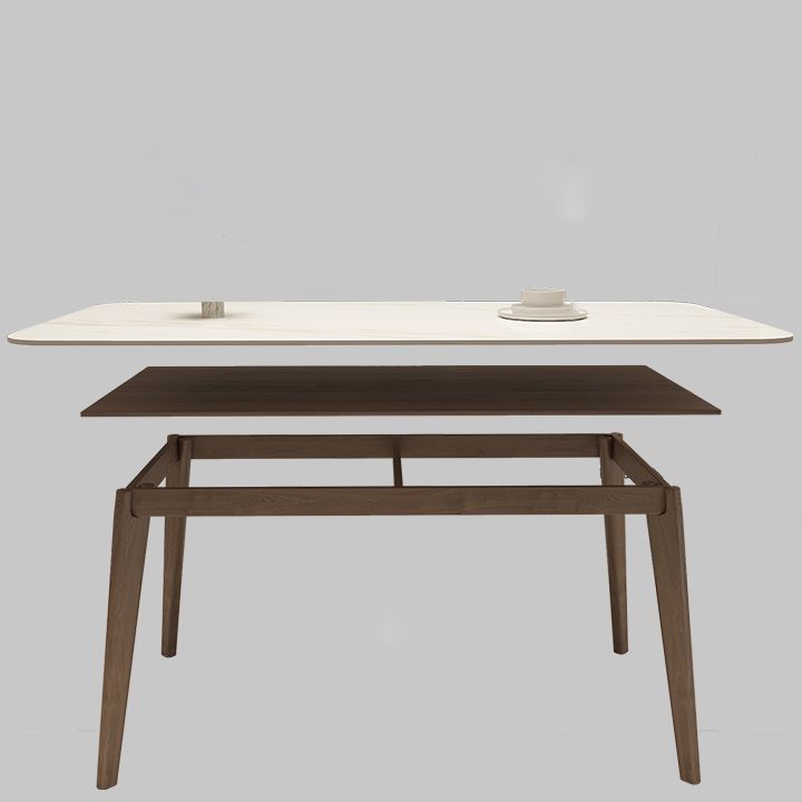 Rectangle Shaker Style Dining Table 4 Solid Wood Brown Legs Dining Table