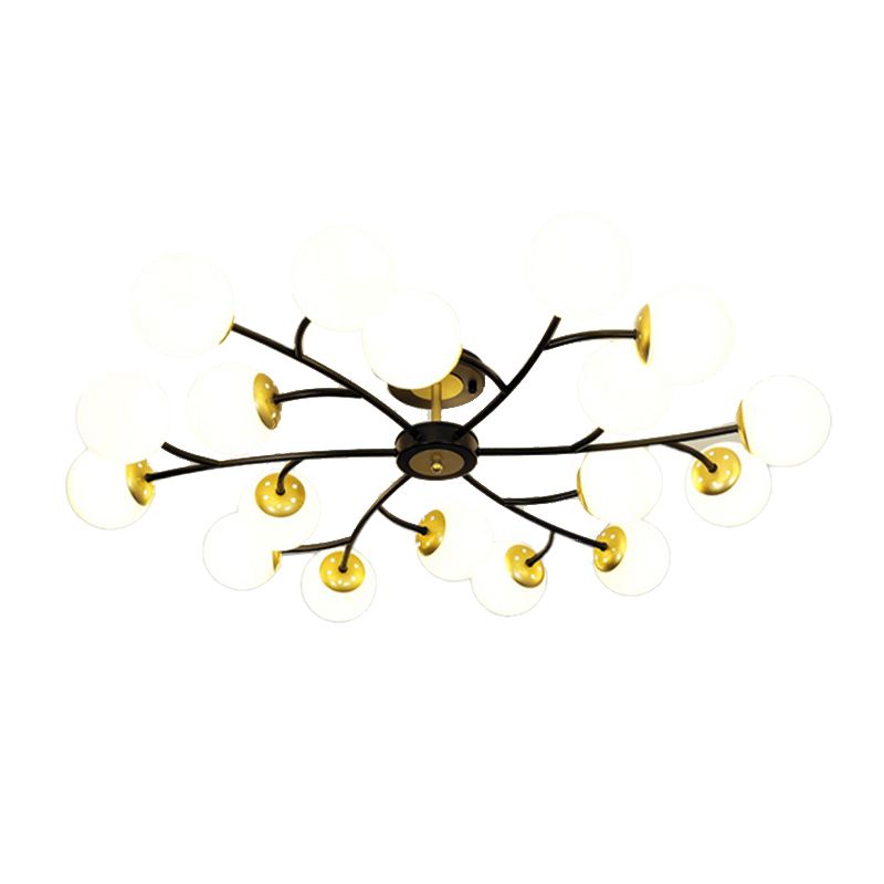Ball Shape Glass Flush Light Modern Style Multi Lights Flush Mount Fixture in Black