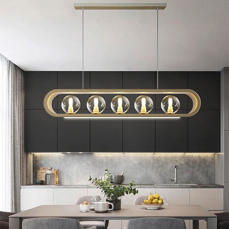 Minimalismo Isla Ligera Ligera de vidrio transparente accesorios de iluminación para comedor