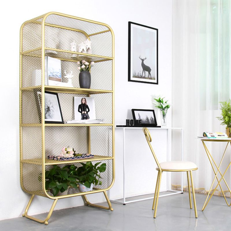 Light Luxury Metal Bookcase Shelf Closed Back Bookcase for Study Room