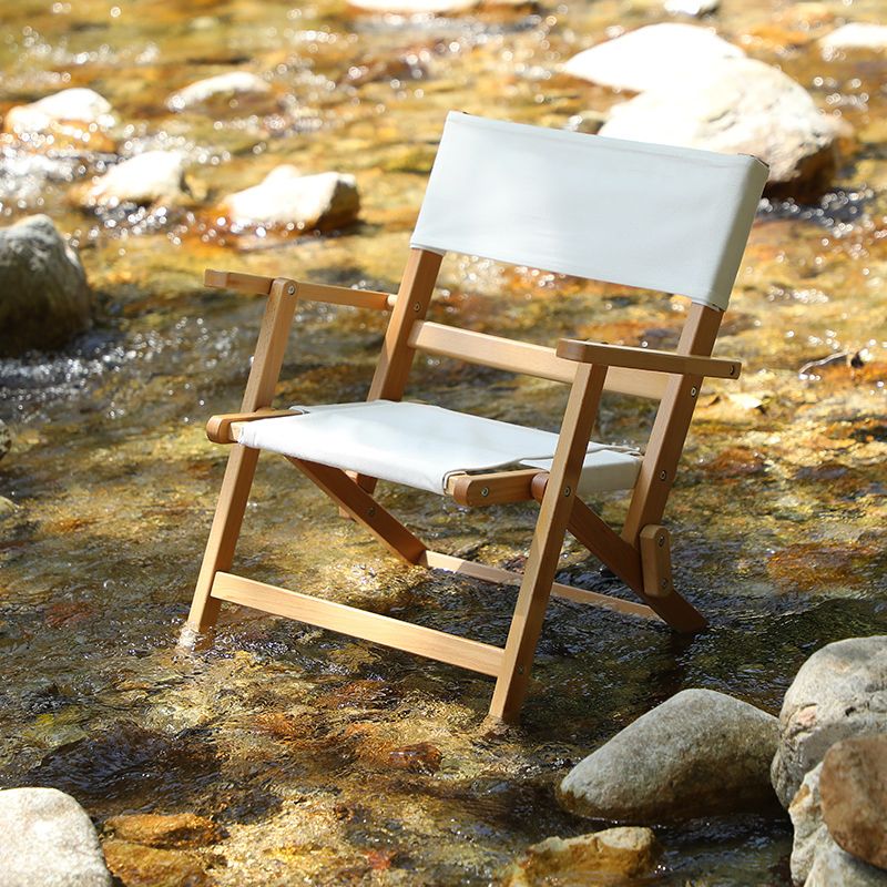 Contemporary Outdoor Chair Folding Solid Wood Brown Patio Dining Chair