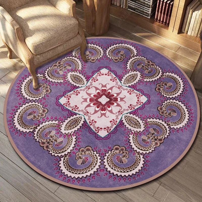 Bohemian Americana Pattern Rug Apricot Polyester Area Rug Anti-Slip Area Carpet for Bedroom