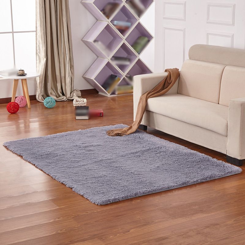 Grey Area Carpet Polyester Solid Color Rug Stain Resistant Indoor Rug for Home Decoration