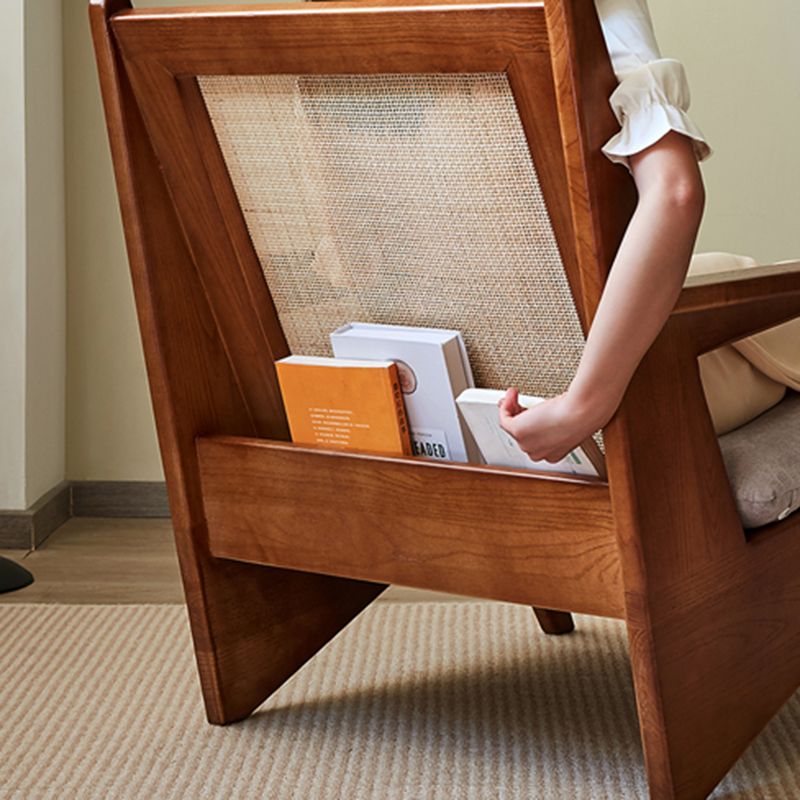 Solid Wood Frame Side Chair Arms Included Lounge Chair for Living Room