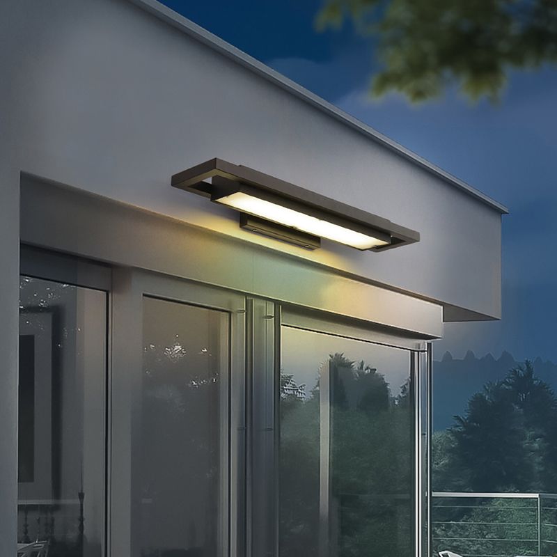 Contemporary Wall Sconce Rectangular Outdoor Wall Light Fixture with Stainless Steel