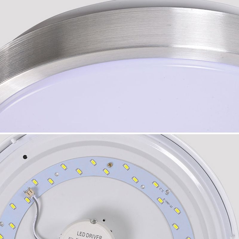 Silver Circular LED Ceiling Light in Modern Concise Style Aluminium Flush Mount with Acrylic Shade