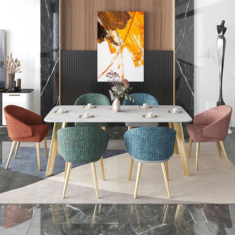 Rectangle Dining Site Table Traditional Luxury Stone Dining Room Collection with 4-foot