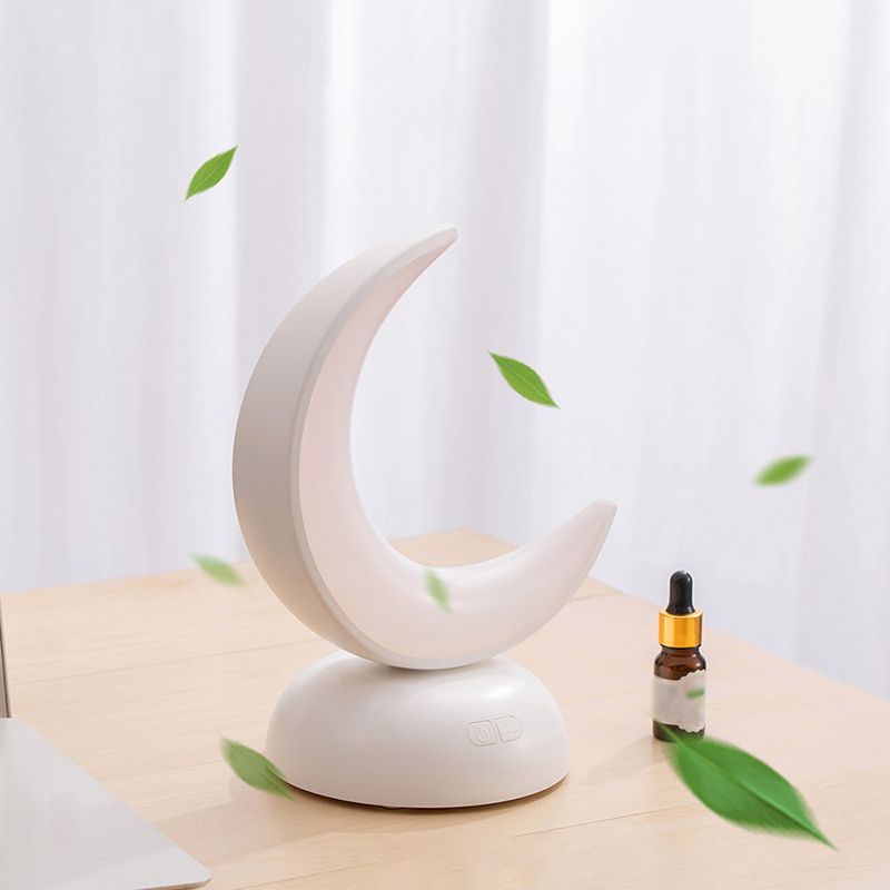 Crescent Shaped LED Aroma Lamp Nordic Plastic Bedroom Table Light with USB Charging Cord