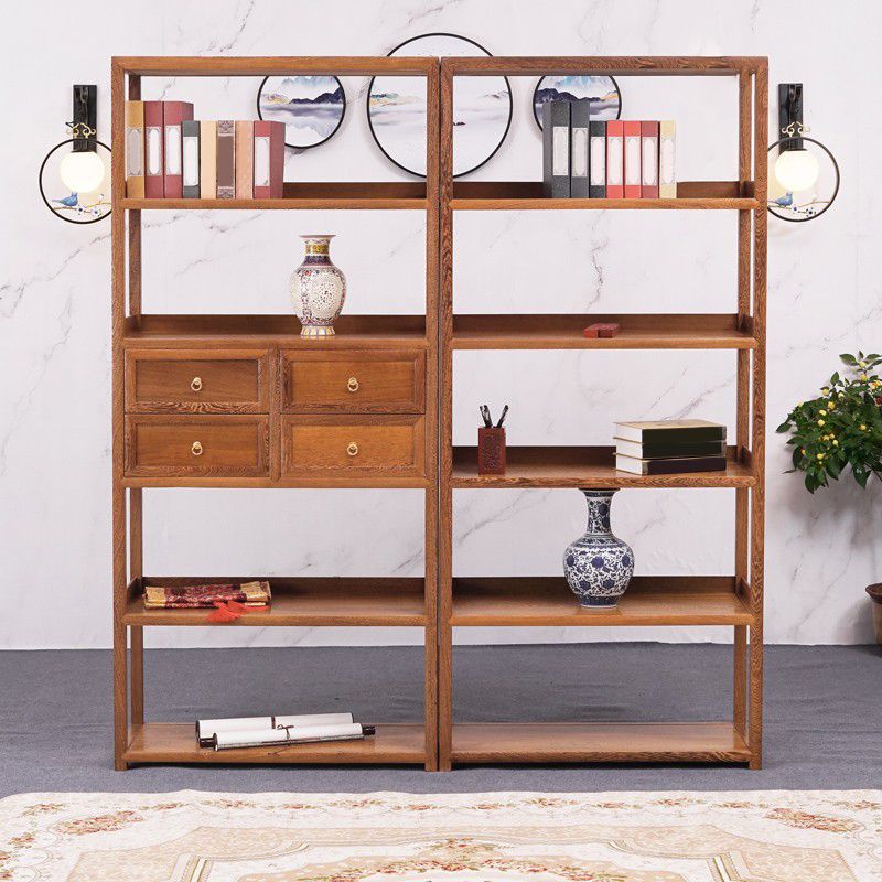 Contemporary Open Back Bookshelf Etagere Wooden Bookcase with Shelves