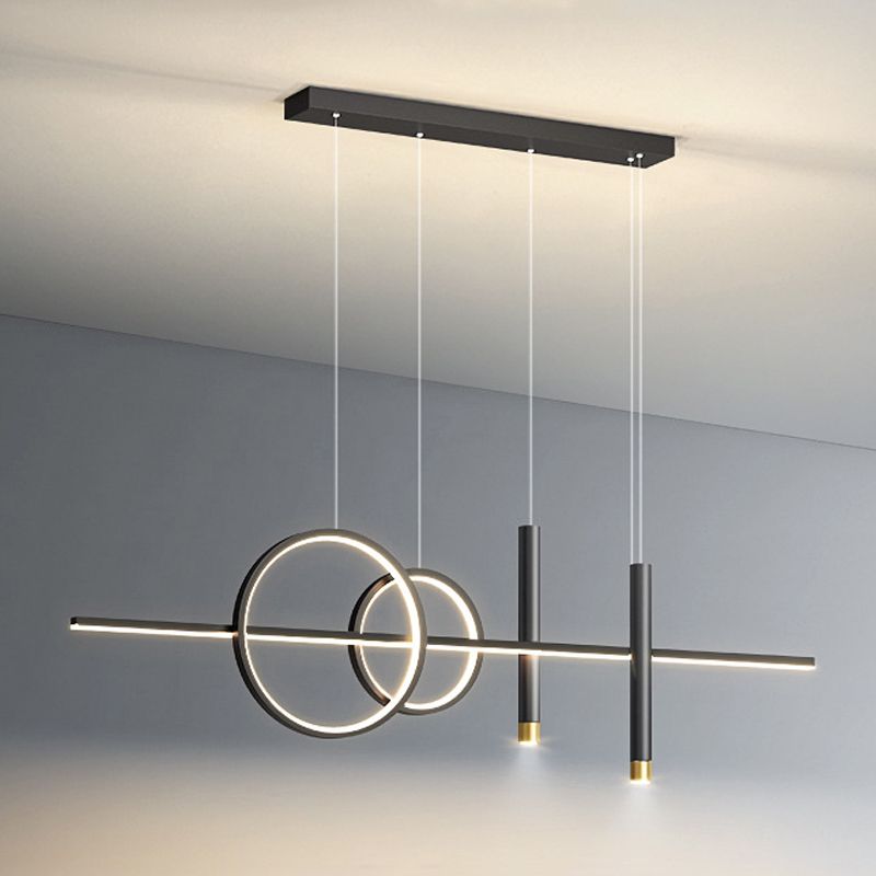 Contemporary 5-Light Golden Kitchen Island Lighting LED Ceiling Light