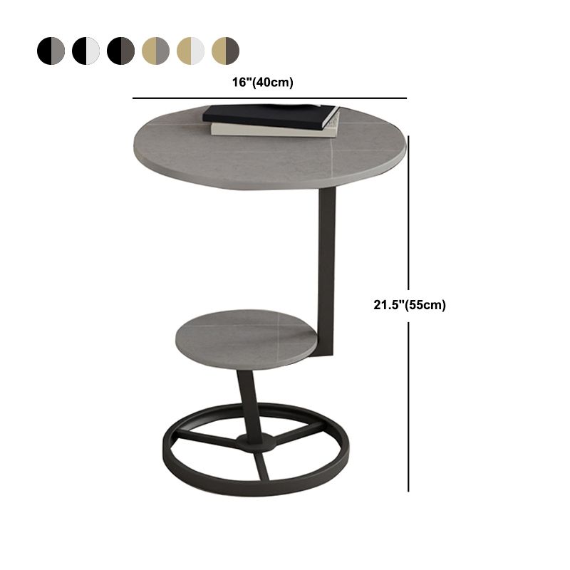 Modern Double Tier Side End Table Round Corner Table for Living Room