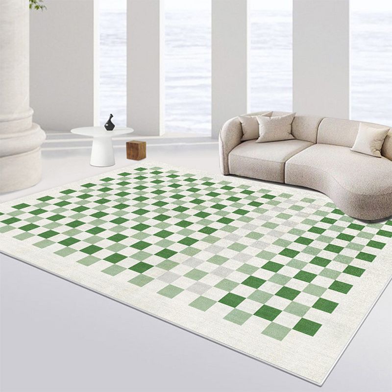 Modern Green Rug Polyester Circle Rug Stain Resistant Indoor Rug for Drawing Room