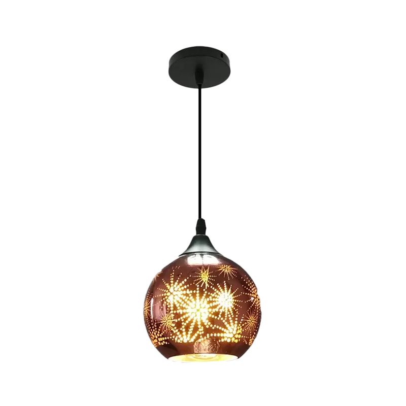 Luce a soffitto a sospensione Globe Modernista Firework Glass Bronze Sospension per corridoio
