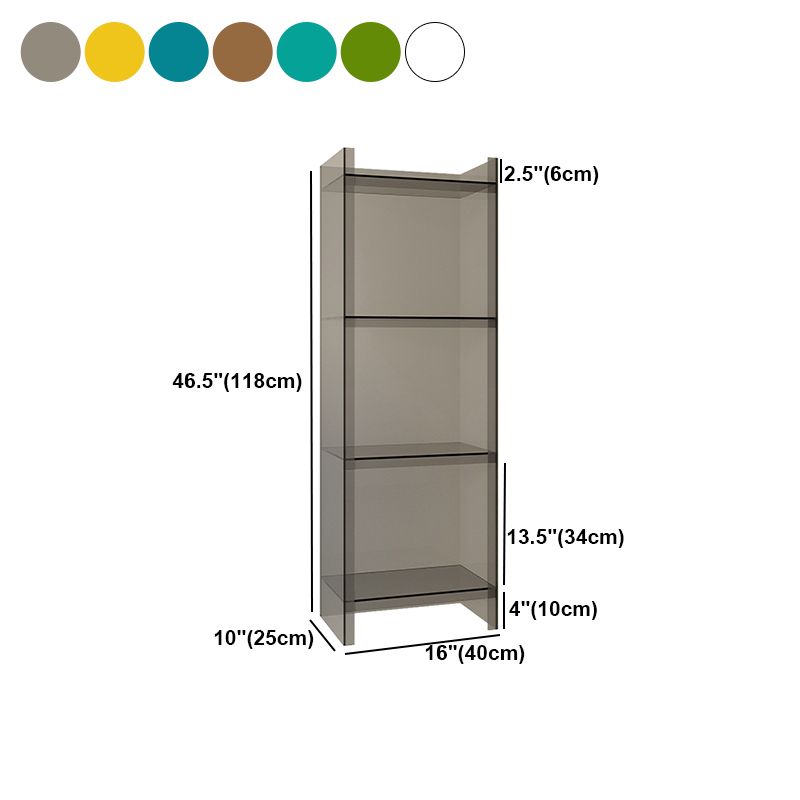 Glam Style Acrylic Standard Bookcase Vertical Closed Back Bookshelf
