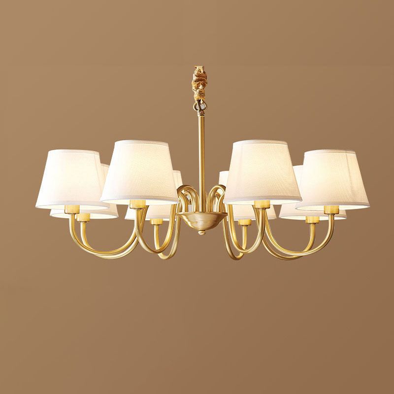Multi-Head Chandelier Lighting Fixtures American Style Chandelier Pendant Light with Fabric Shade