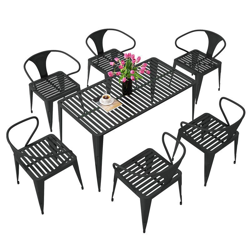 Modern Metal Dining Set 1/5/7 Piece Rectangular Dining Table Set