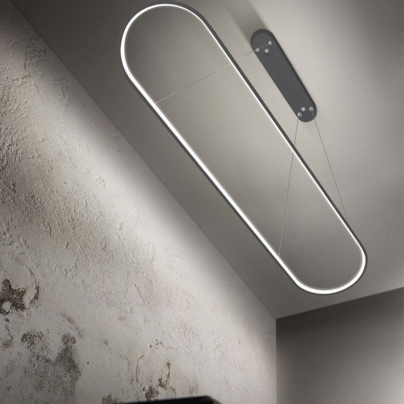 Black Minimalism LED Island Light Aluminum Alloy Lamp Body Modern Style Lighting Fixture with 39.3" Adjustable Hanging Wire