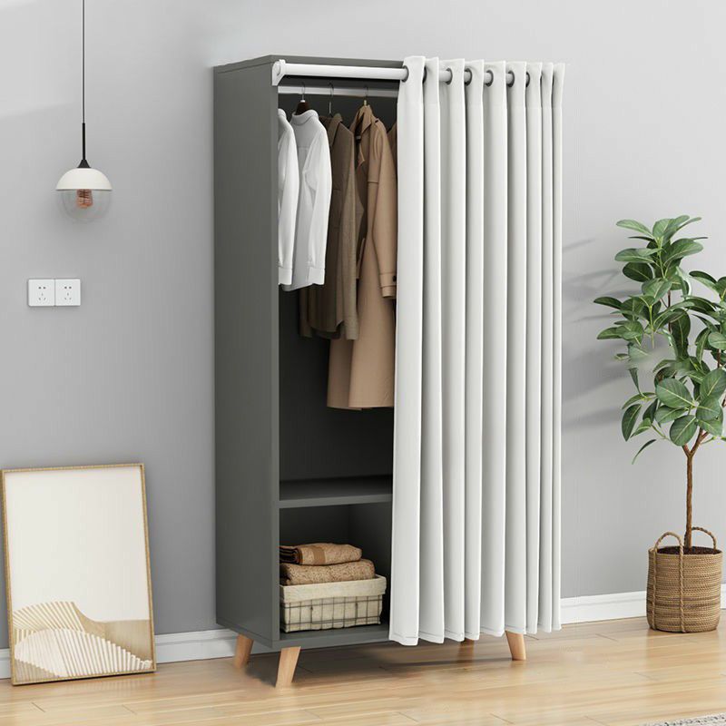 Bedroom Storage Cabinet with Clothes Rail Modern Cabinet with Wooden Legs