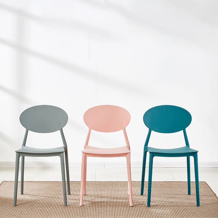 Plastic Stackable Dining Side Chair Open Back Armless Dining Chairs (Set of 4)