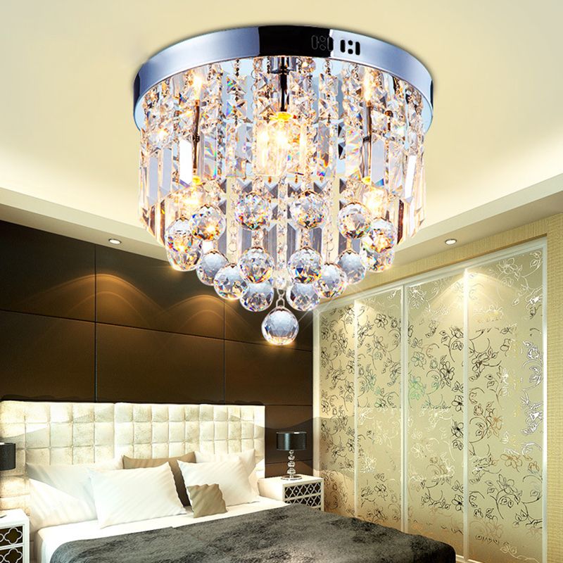 Raindrop Ceiling Mounted Fixture Modern Crystal Bedroom Ceiling Mounted Light in Chrome