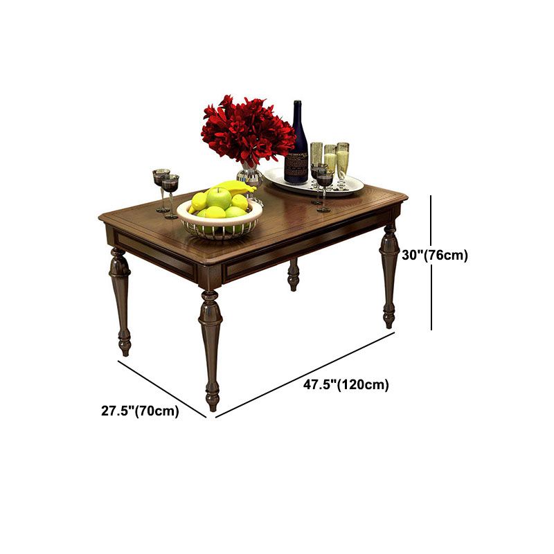 Solid Wood Top Dining Table Mid-Century Modern Dining Table with 4 Wood Legs