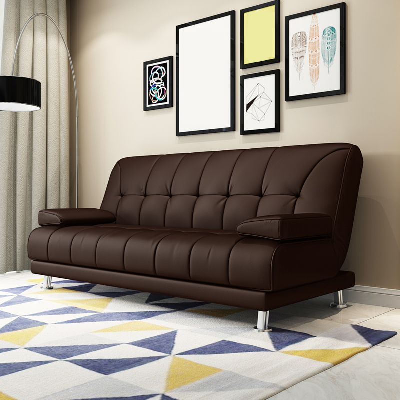 Faux Leather Pillow Top Arm Loveseat with Foldable and Wear-resisting for Living Room