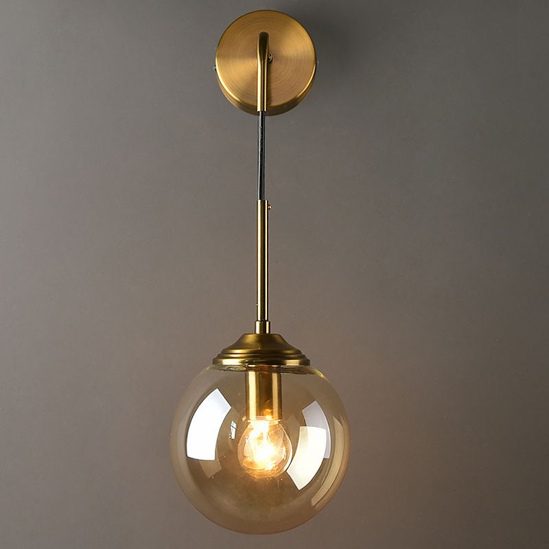 Industrial Style Ball Shape Wall Sconce Glass 1 Light Sconces for Bedroom