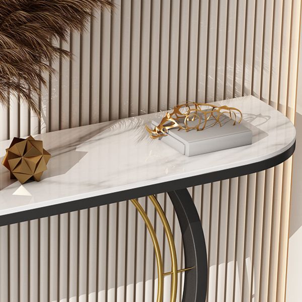 11.8" Wide Stone Console Table Scratch Resistan Console Table Ironcraft Frame Accent Table