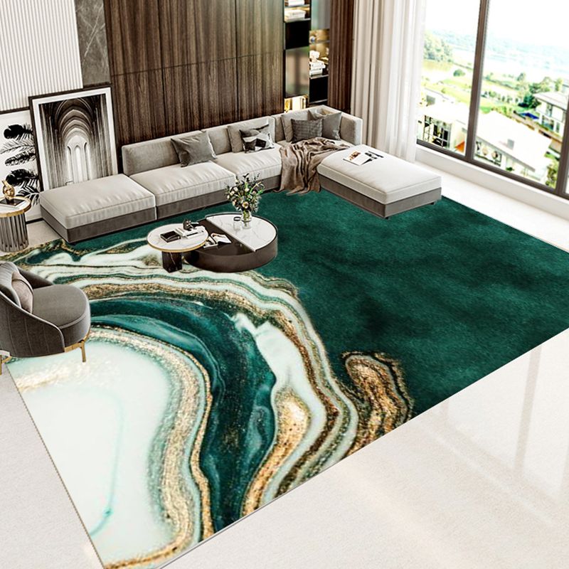 Multi-Color Trendy Rug Watercolor Printed Carpet Polyester Friendly Washable Rug for Living Room